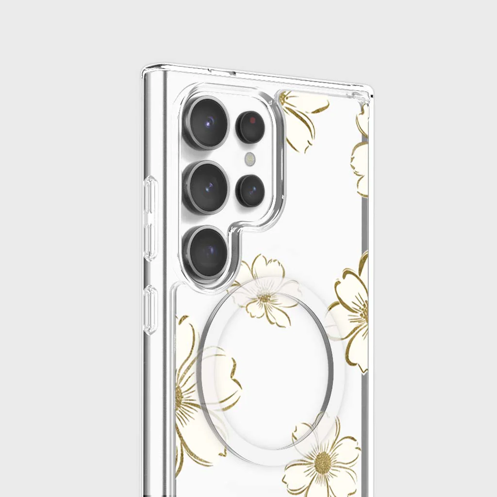 Caseco | Gold Floral Clear Design Case with MagSafe Samsung S25 Ultra - Clear | ED24D8-GFL