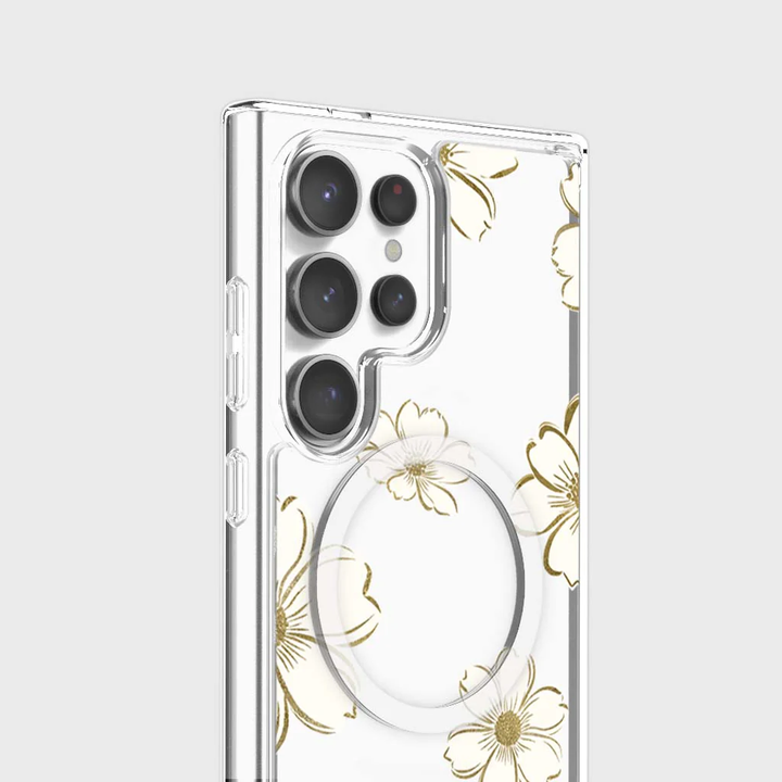 Caseco | Gold Floral Clear Design Case with MagSafe Samsung S25 Ultra - Clear | ED24D8-GFL