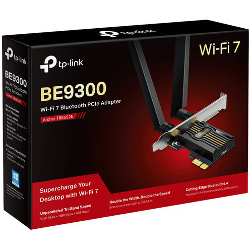 Tp-Link | Tri-Band Wi-Fi 7 Bluetooth PCI Express Adapter SPEED: 5760 Mbps at 6 GHz | ARCHER TBE552E