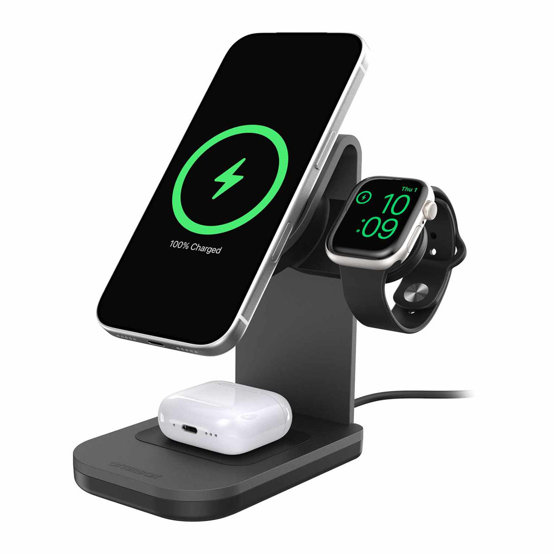 OtterBox | Qi2 3-in-1 Wireless Charging Stand 25W - Black | 77-000785