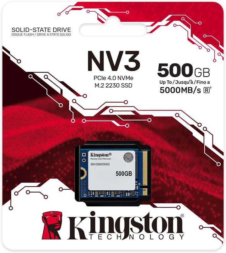 Kingston | 500GB NV3 M.2 2230 PCIe 4.0 NVMe SSD | SNV3SM3/500G