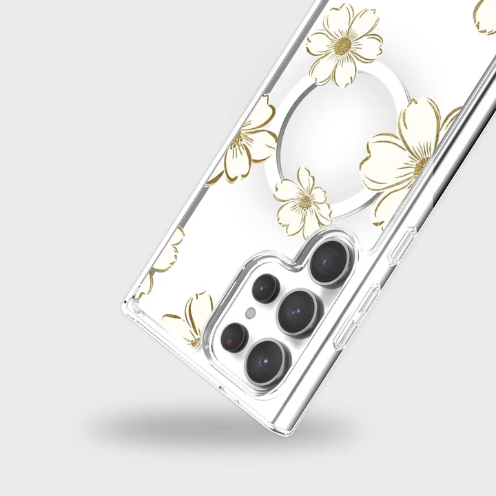 Caseco | Gold Floral Clear Design Case with MagSafe Samsung S25 Ultra - Clear | ED24D8-GFL