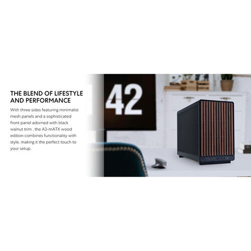 Lian-LI | CS Front Panel Mini Tower MicroATX Chassis - Black Wood | A3-MATX-WD BLACK