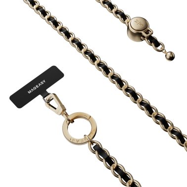 MAGEASY | Leather Chain Classic Strap + Card - Black/Gold | 15-12764