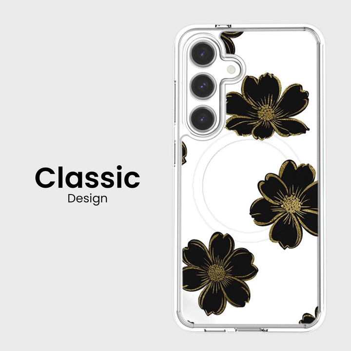 Caseco | Black Flower Samsung S25 - Clear / Black | ED24D6-FLB