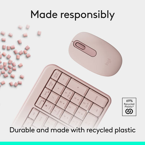 Logitech | Compact Wireless Mouse and Keyboard - Rose | MK250