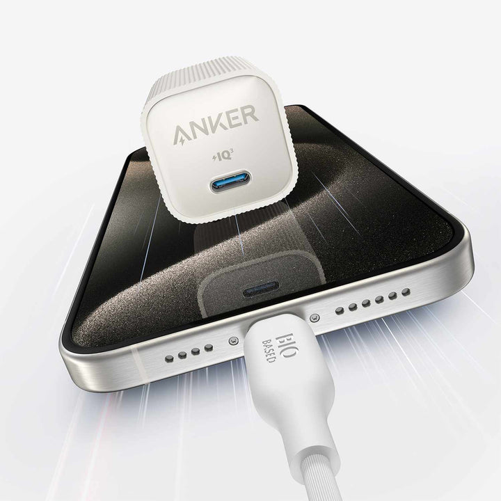 Anker | Nano Wall Charger 30W USB-C with USB-C AKSD Brained 3ft Cable - White | B2337J215