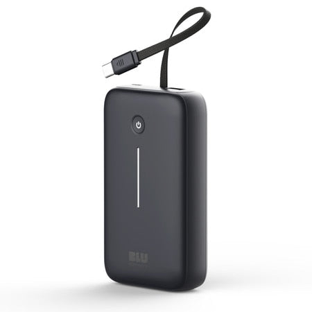 Blu Element | PowerFlex 20K mAh 30W PD Power Bank with Built-In USB-C Cable - Black | BEPB20KBK1