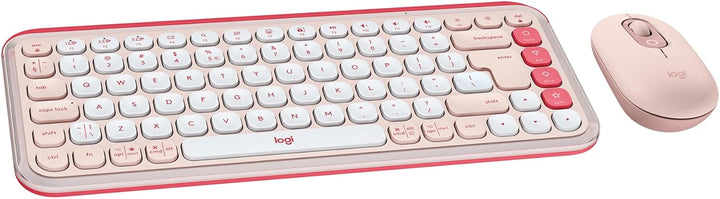 Logitech | POP ICON COMBO Compact TKL Bluetooth Keyboard and Mouse Bundle with Programmable Quiet Keys and Buttons - Rose & Off-White |920-013105