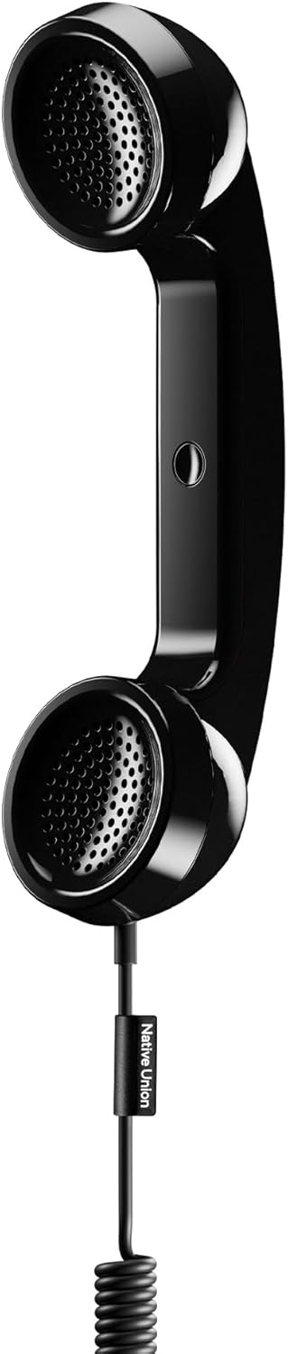 Native Union | POP Phone Retro Telephone Handset with Mic & Speaker, USB-C for iPhone, iPad, Laptop, Tablet - Black | POP-P-BLK