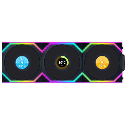 Lian-Li | UNI FAN SL Wireless LCD ARGB Case Fan 120mm 3 Pack - Black | 12SLLCD1W3B