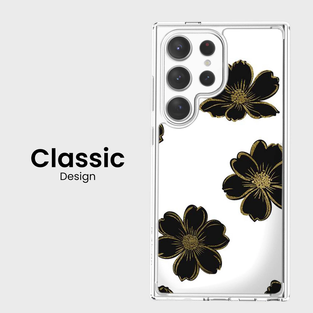 Caseco | Black Flower Samsung S25 Ultra - Clear / Black | ED24D8-FLB