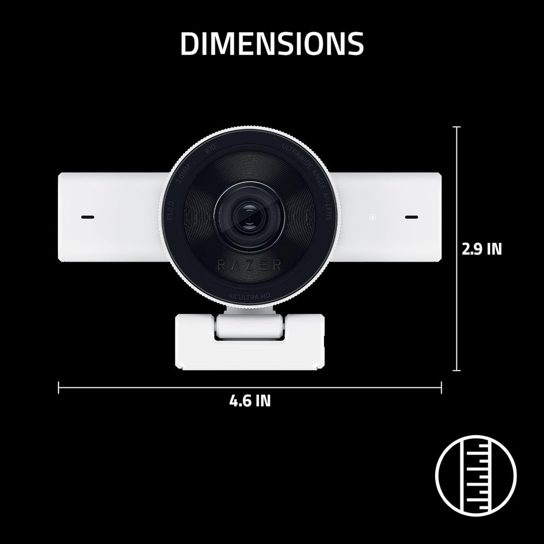Razer | Kiyo V2 Streaming Webcam: 4K 30 FPS, 1080p 60 FPS AI Powered Auto-Framing Built-in Microphone - White | RZ19-05370200-R3U1