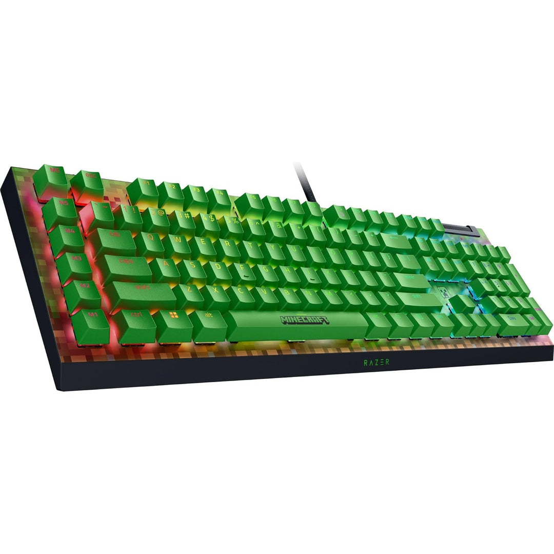Razer | Widow V4 X Full Size Wired Mechanical Green Clicky Switch Gaming Keyboard with Chroma RGB Backlighting - Minecraft Edition | RZ03-04704100-R3M1