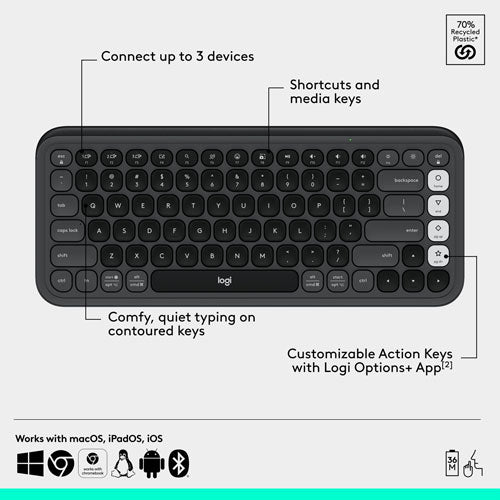 Logitech | POP Bluetooth Optical Keyboard & Mouse Combo - Graphite / Off-White - English | 920-013135