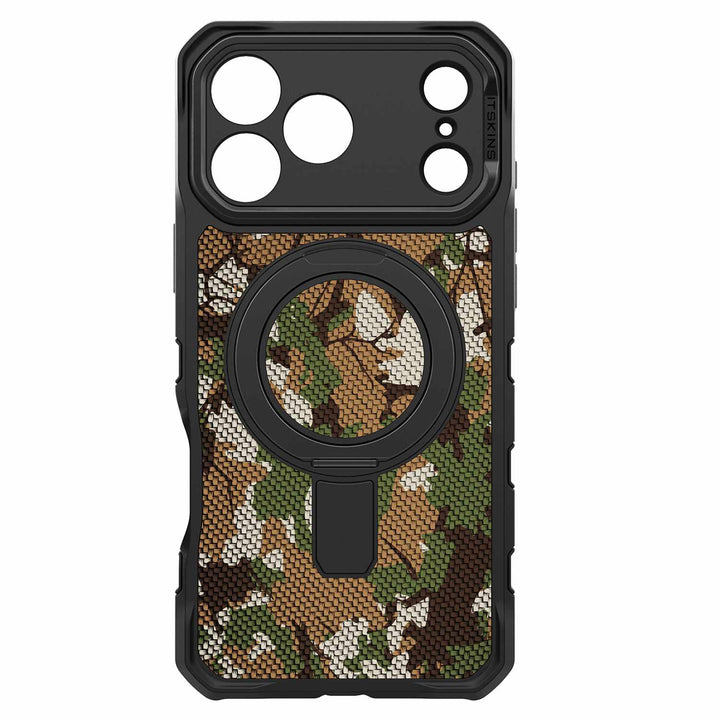 Itskins | Supreme_R Stand Nylon MagSafe Case for iPhone 17 Pro Max - Camouflage Green | AP7UFONYLCAMG