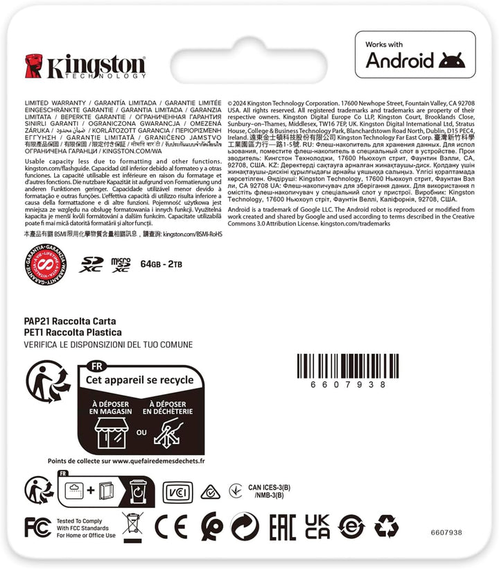 Kingston | Canvas Go Plus 128GB microSDXC Gen4 200MB/s A2 U3 V30 Card + Adapter SDCG4/128GB