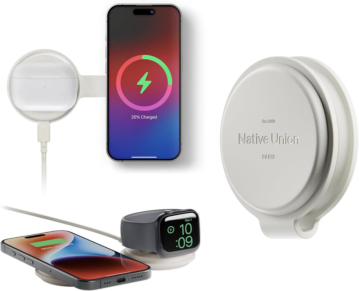 Native Union | Voyage 2-in-1 Wireless Charging Pad Qi2 Certified - Sand | VOY-2IN1-WL-SAN
