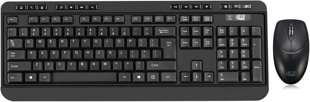 Adesso | Antimicrobial Wireless Desketop Keyboard & Mouse Combo - Black | WKB-1320CB