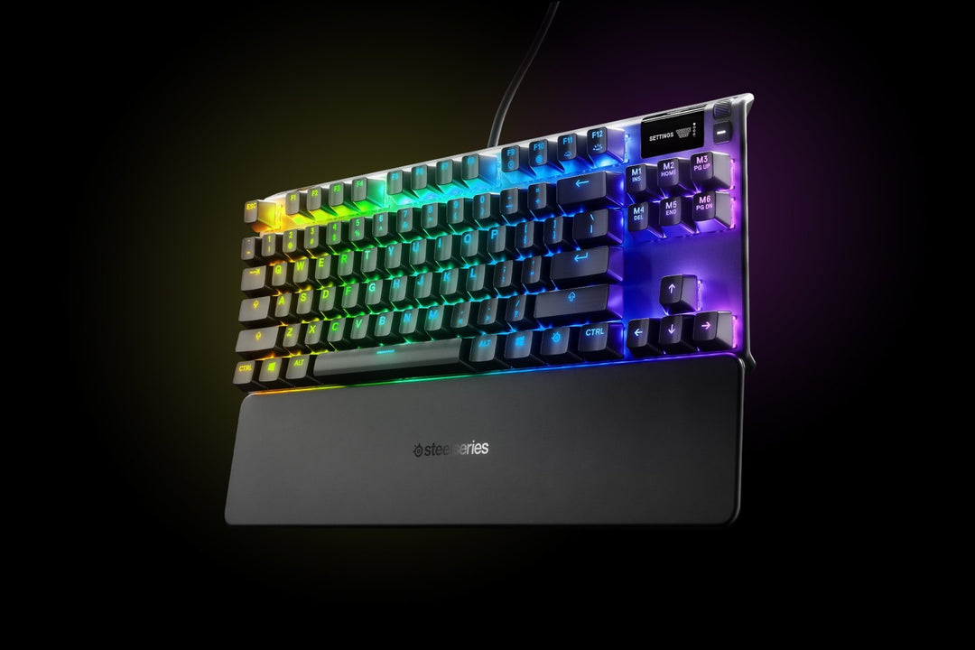 SteelSeries | Apex 7 TKL Compact Mechanical Gaming Keyboard OLED Smart Display USB Passthrough and Media Controls Linear and Quiet RGB Backlit - Red Switch
