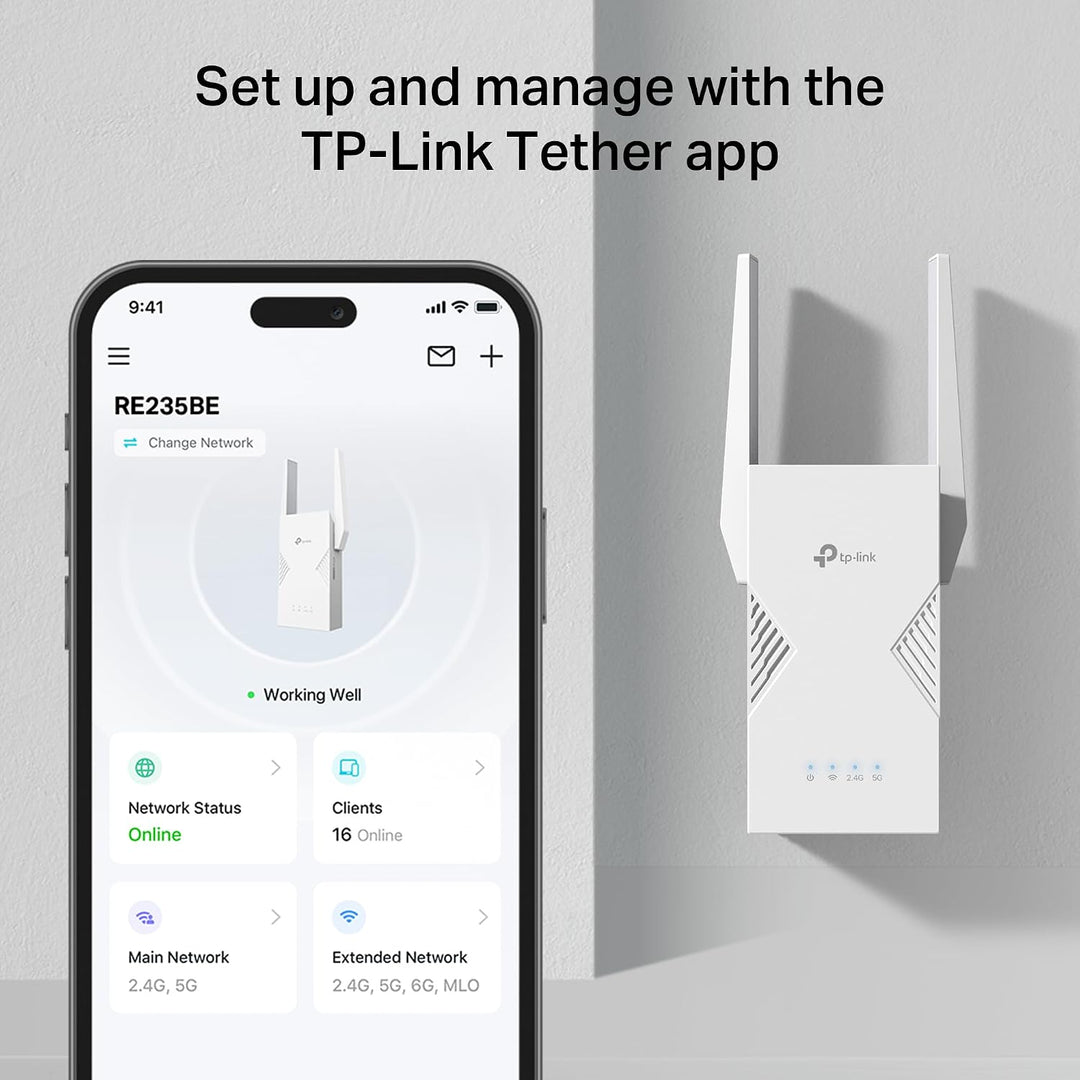TP-Link | WiFi 7 Range Extender (RE235BE), Dual Band Signal Booster for Home, up to 3.6 Gbps | RE235BE