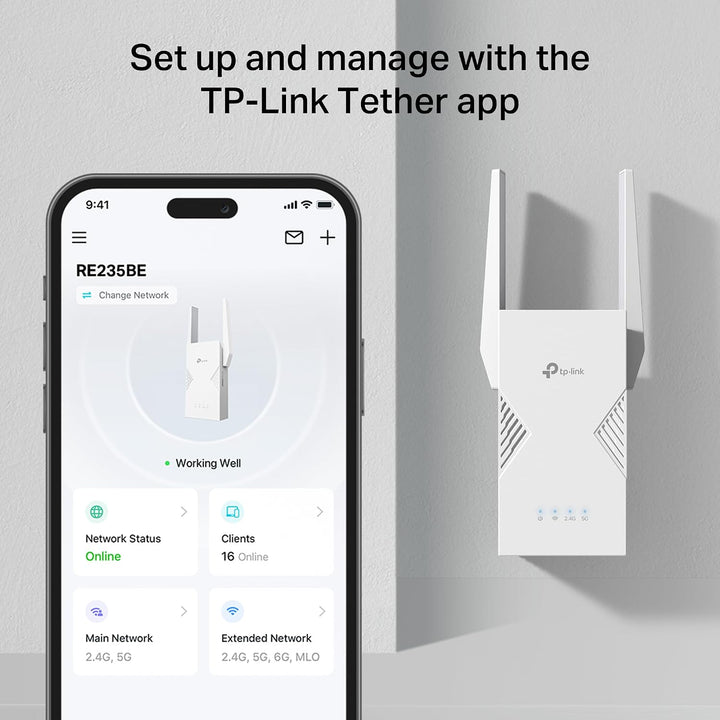 TP-Link | WiFi 7 Range Extender (RE235BE), Dual Band Signal Booster for Home, up to 3.6 Gbps | RE235BE