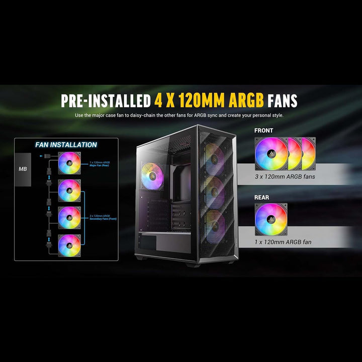 Antec | Mid-Tower Gaming Chassis 1YW– Black | AX85 ARGB