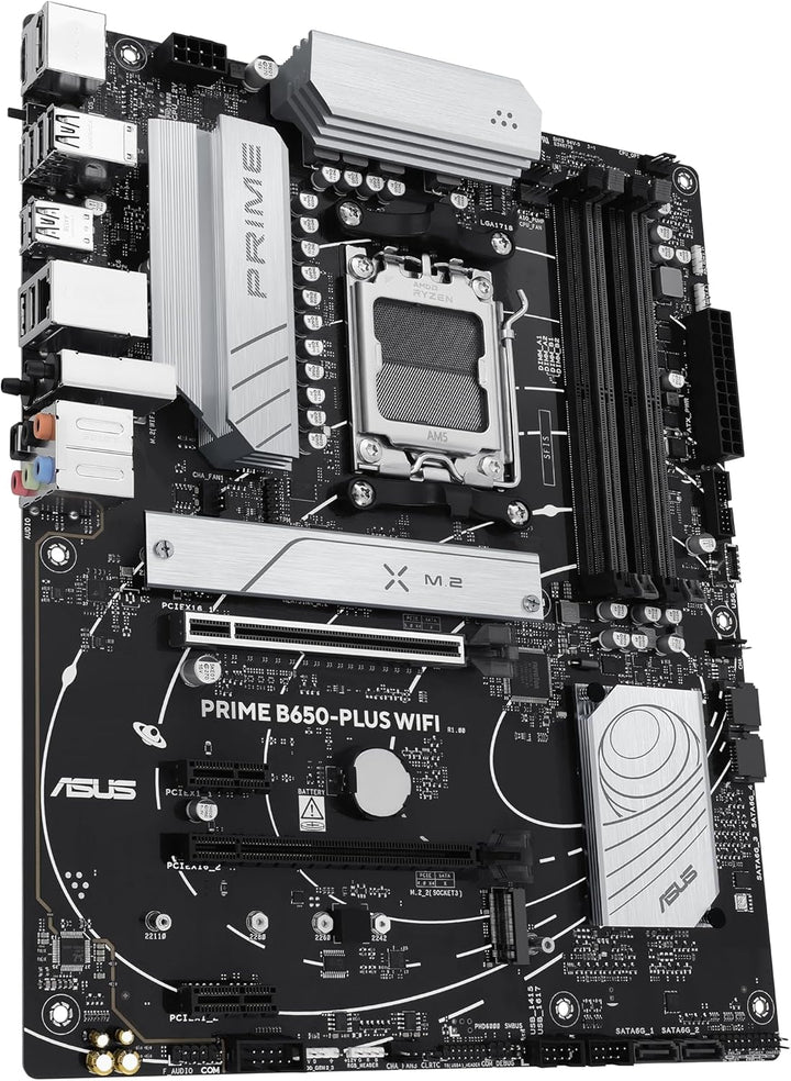 ASUS | Prime B650-PLUS WiFi AMD B650 AM5 Ryzen™ Desktop 9000 8000 & 7000 ATX Motherboard, DDR5, PCIe 5.0 M.2, 2.5Gb LAN, WiFi 6E, HDMI™, SATA 6 Gbps, USB Type-C®, BIOS Flashback™, Thunderbolt™ 4 Header | PRIME B650-PLUS WIFI