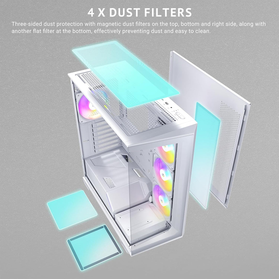 Antec | ARGB PWM Fans Included 3 x 120mm & 1 x 120mm Up to 8 Fans Simultaneously Type-CTempered Glass Front & Side Panels, 360mm Radiator Support, Mid-Tower ATX PC Case | C3 ARGB WHITE