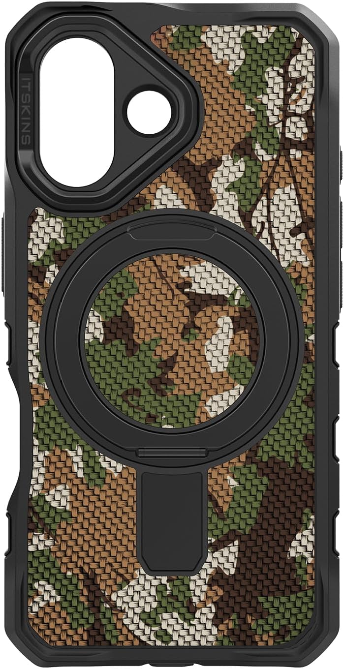 ITSKINS | Supreme_R Stand Nylon MagSafe Case  for iPhone 17 -  Camouflage Green | AP7NFONYLCAMG