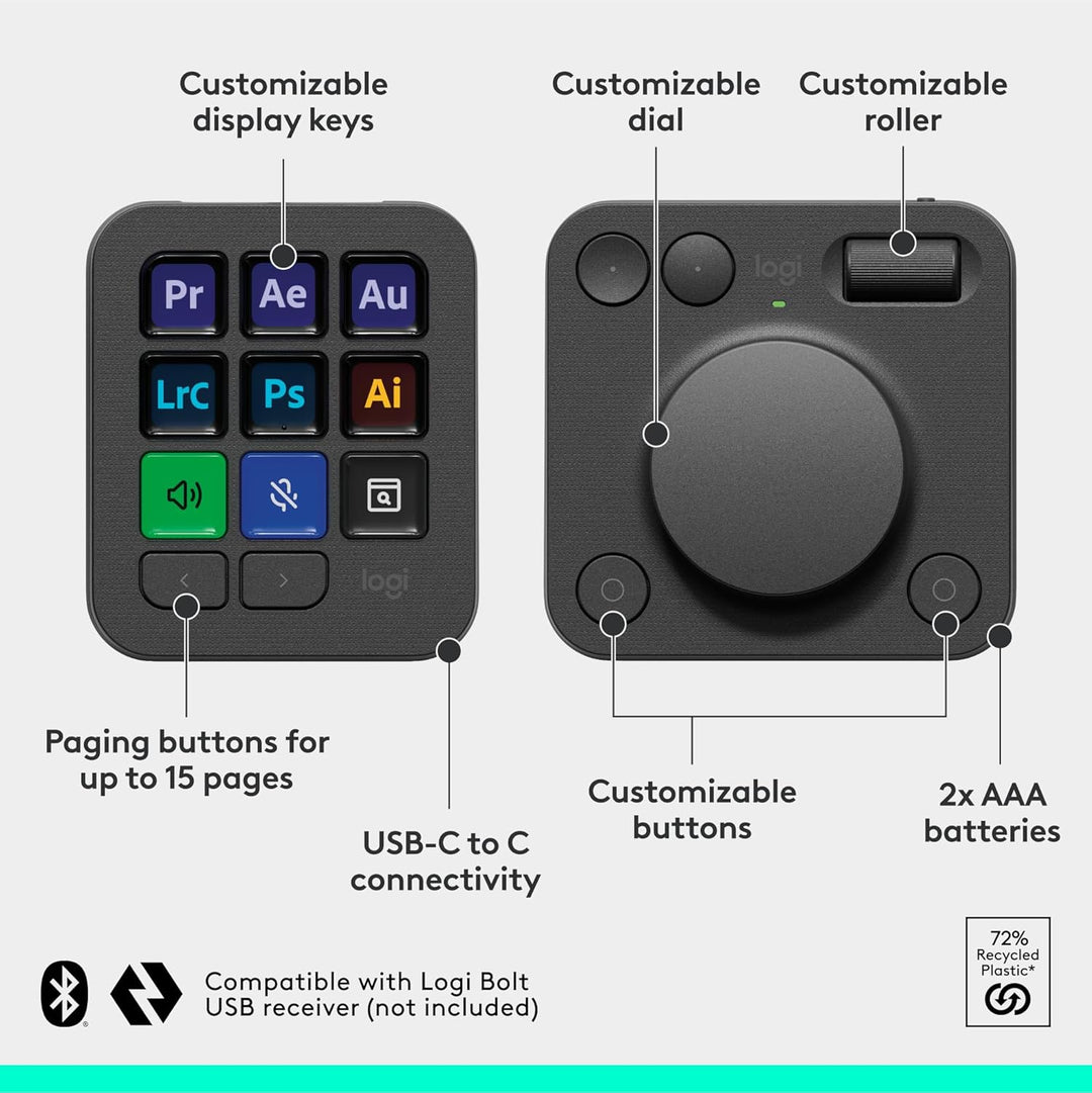 Logitech | MX Creative Console Programmable Keypad and Control Dial - Graphite | 920-012660