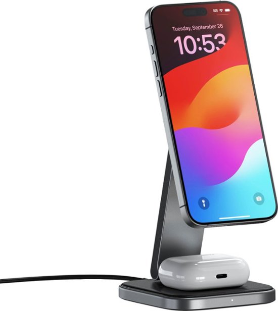 Satechi | 2-In-1 Foldable Qi2 Wireless Charging Stand - Space Grey |  STQ21FM
