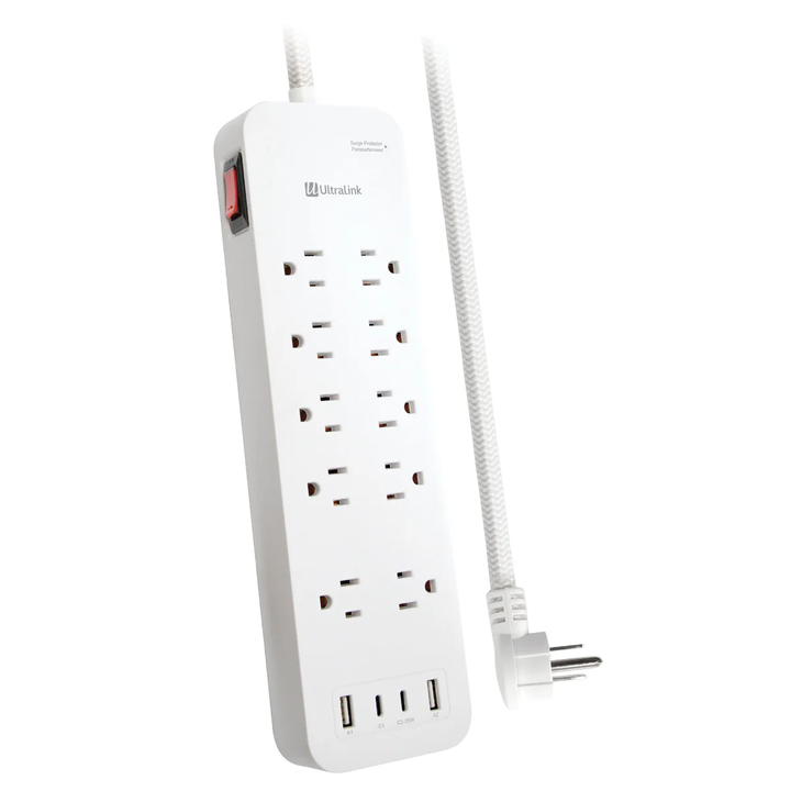 Ultralink | Performance Surge Protector 10 AC Outlet + 4 USB - White | ULPSP10P