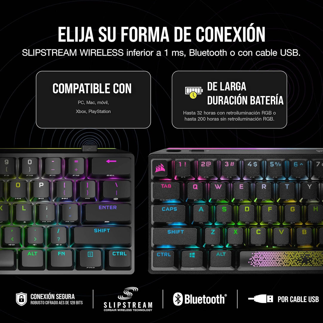 Corsair | K70 Bluetooth Backlit Mechanical Cherry MX RGB Mini Wireless Gaming Keyboard | CH-9189010-NA