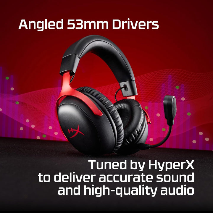 HyperX | Cloud III S Wireless Gaming Headset for Multi-Platform, 2.4GHz, Bluetooth, Battery Life up to 120 Hours 2.4GHz / 200 Hours Bluetooth, 53mm Angled Drivers, Detachable Mic – Black | A59YZAA