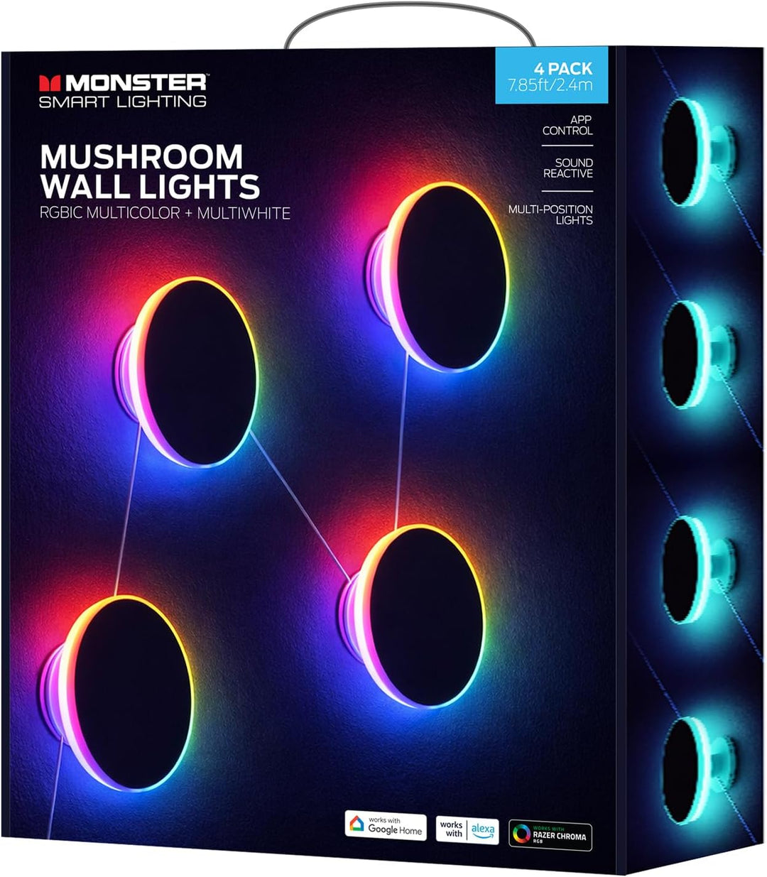 Monster | Mushroom String Lights 4 Light With Adapter 10ft | MNW7-2008-ICW