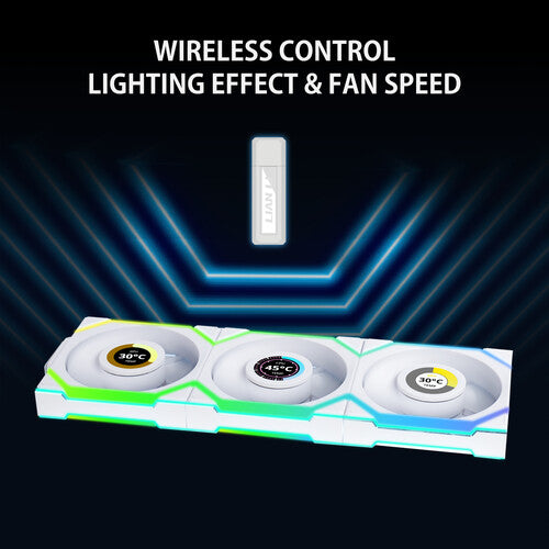 Lian-Li | Fan 12SLLCD1W3W UNI FAN SL 2.4GHz Wireless 1.6 LCD RGB 120mm Fan - White | 12SLLCD1W3W