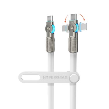 HyperGear | Rugged Cable w/Rotating Connectors USB-C to USB-C Chunky 180 6FT 180cm 100W - White | 16224