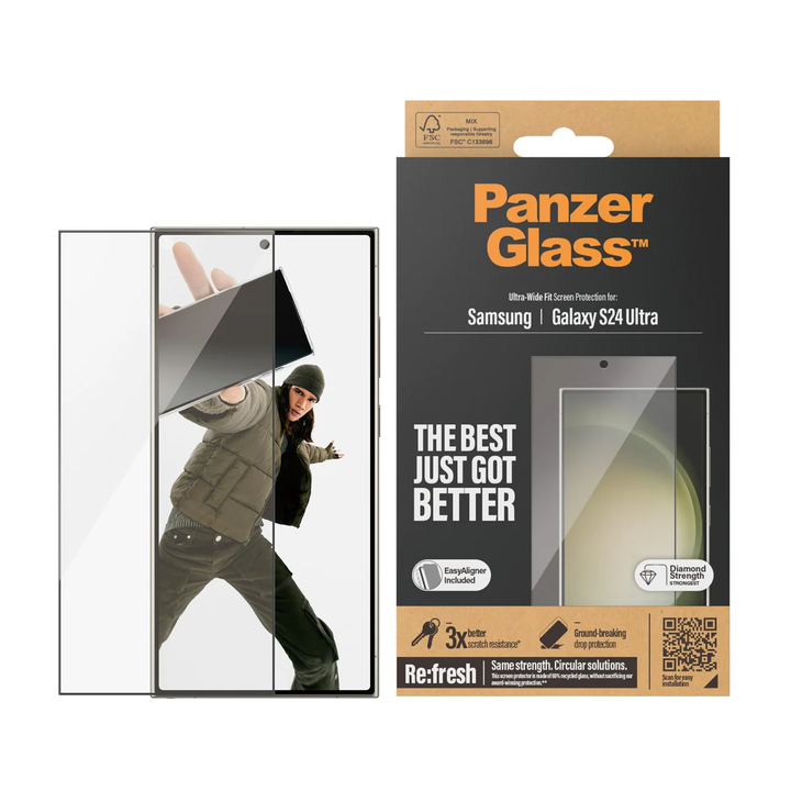 PanzerGlass | Ultra-Wide Fit Screen Protector for Samsung Galaxy S24 Ultra - Clear | PG-7352CA