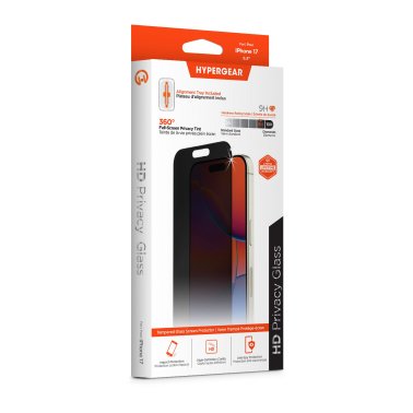 HyperGear | 4-way Privacy Glass Screen Protector iPhone 17 /17 Pro /16 Pro w/Installation Applicator Tray | 16452