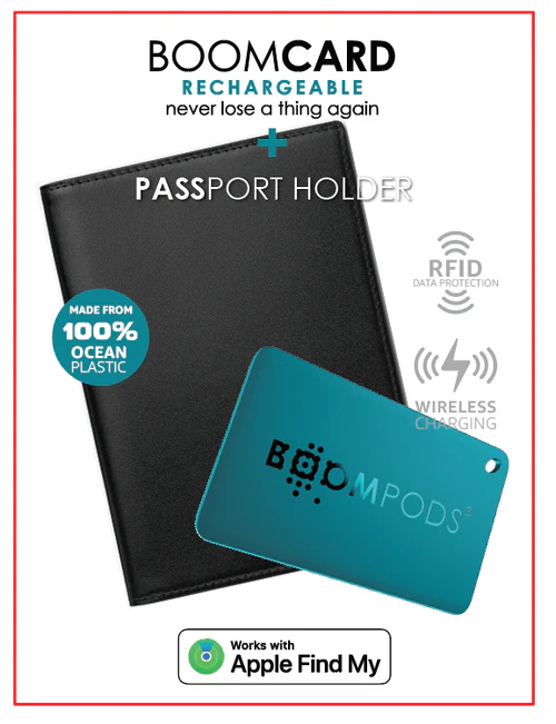 Boompods | Passport Holder with Boomcard Wireless & RFID Protection - Black | BP-PASSMB