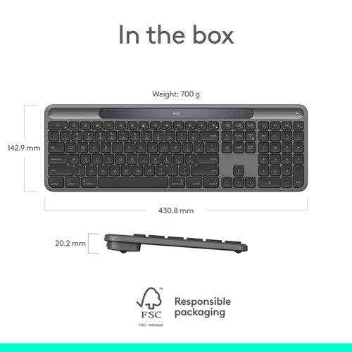 Logitech | Signature Slim Solar+ K980 Keyboard for Mac - Graphite | 920-013786