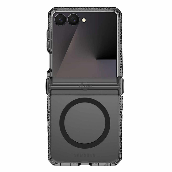 ITSKINS | Hybrid_R Hinge Clear w/Magnets Case for Samsung Galaxy Z Flip 8 | SGB8HIMCLSMOK