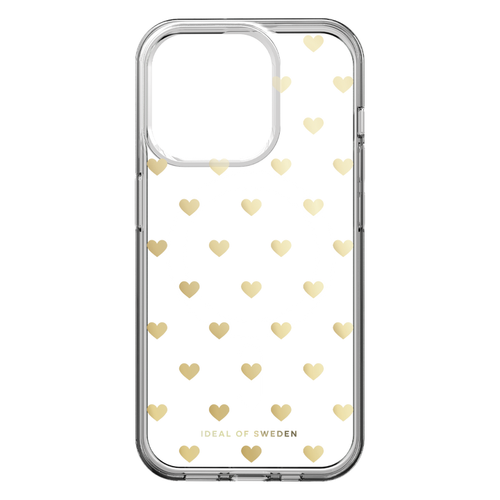 Ideal of Sweden | Clear Mid MagSafe Case Golden Hearts for iPhone 15 Pro- Clear | 12-08281