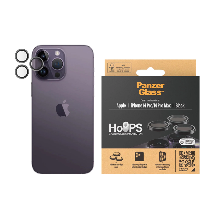 //// PanzerGlass | Camera Lens Protector Hoops for iPhone 14 Pro/14 Pro Max - Black | PG-1141