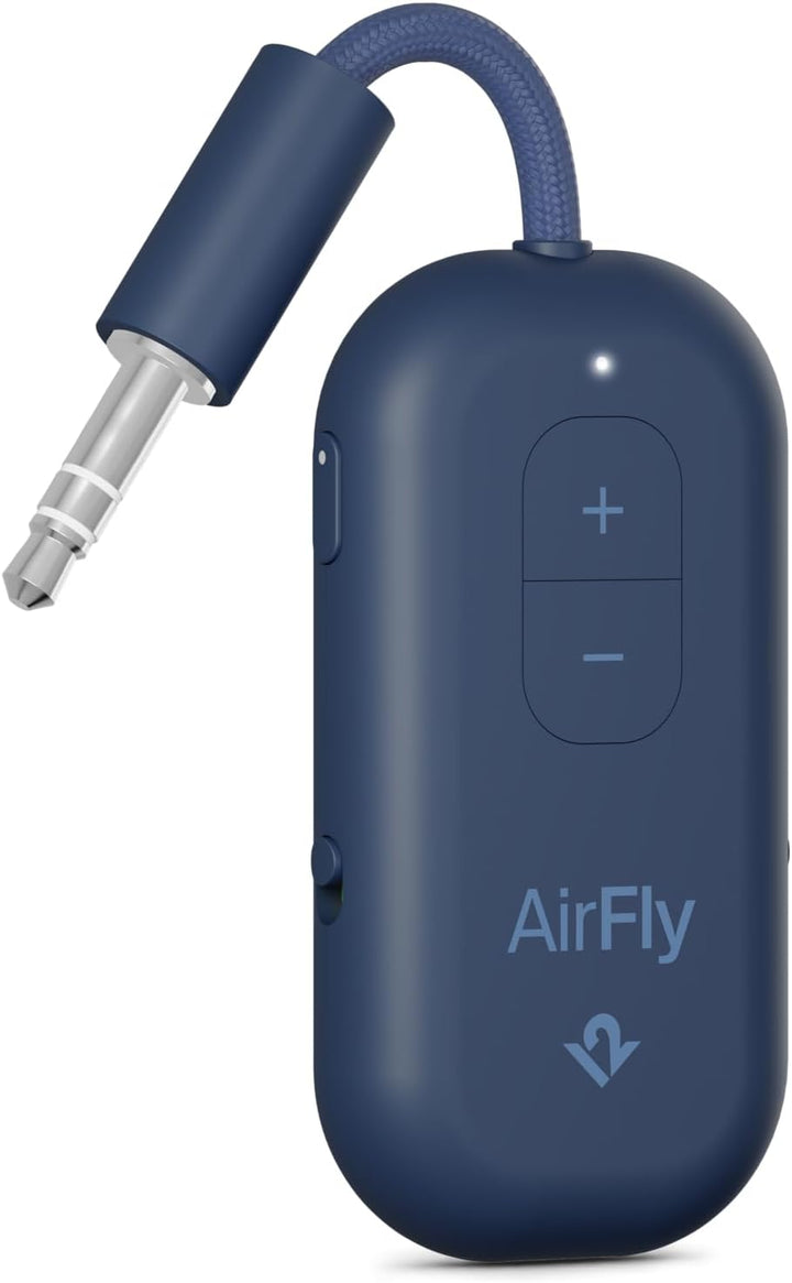 Twelve South | AirFly Pro 2 Bluetooth Adapter for Airplane Pair 2 AirPods or Wireless Headphones - Blue | TS-12-2512