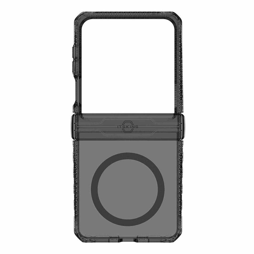 ITSKINS | Hybrid_R Case Hinge w/MagSafe for Samsung Galaxy Z Flip 7 - Smoke/Transparent | SGB7HIMCLBKTR