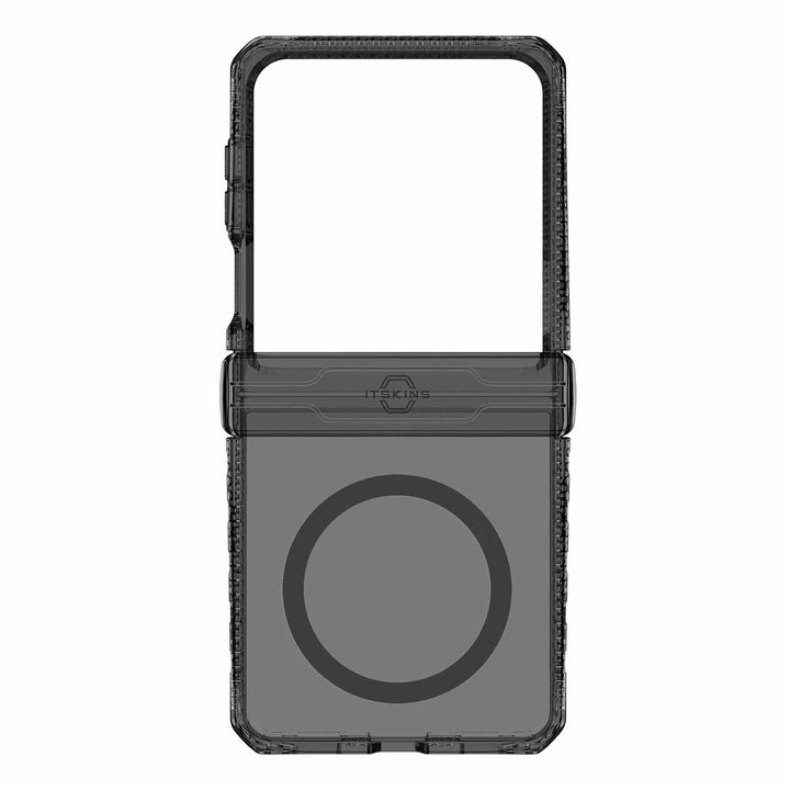 ITSKINS | Hybrid_R Case Hinge w/MagSafe for Samsung Galaxy Z Flip 7 - Smoke/Transparent | SGB7HIMCLBKTR