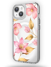 Caseco | Clear Design Case iPhone 17e/16e/15/14 /13 - Pink Wildflower | ED24B1-00FW