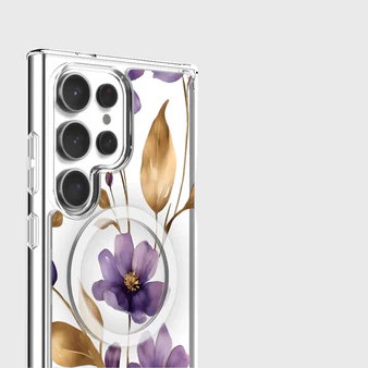Caseco | Clear Design Case with MagSafe Samsung S25 Ultra - Purple Wildflower | ED24D8-00PW
